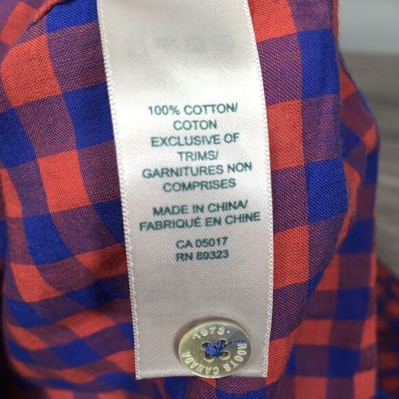 ROOTS CANADA RED/BLUE CHECKERED BUTTON UP LONG SLEEVE LIGHTWEIGHT SHIRT MEDIUM - Picture 8 of 10